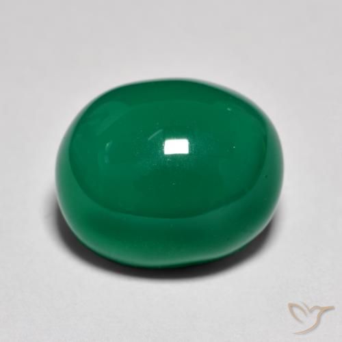 9.31ct طبيعي أخضر متوسط عقيق, بيضوي, نصف شفاف