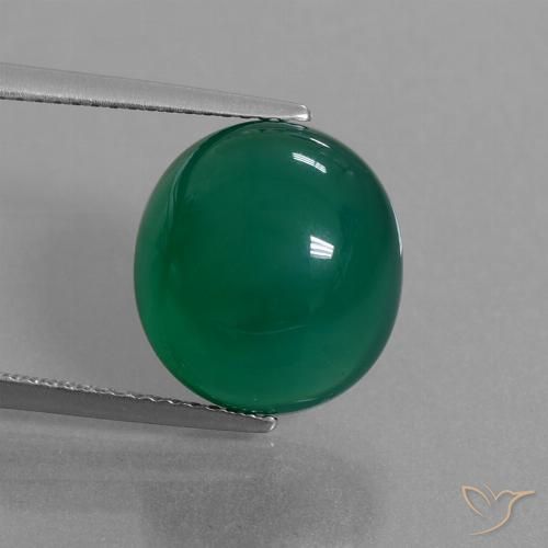 9.19ct طبيعي أخضر متوسط عقيق, بيضوي, نصف شفاف