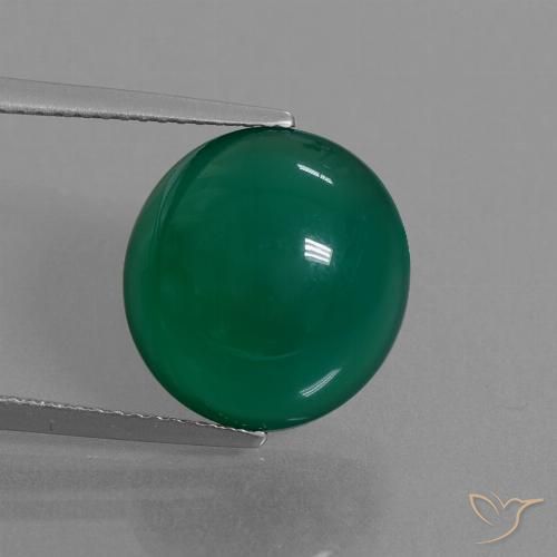8.59ct طبيعي أخضر داكن متوسط عقيق, بيضوي, نصف شفاف