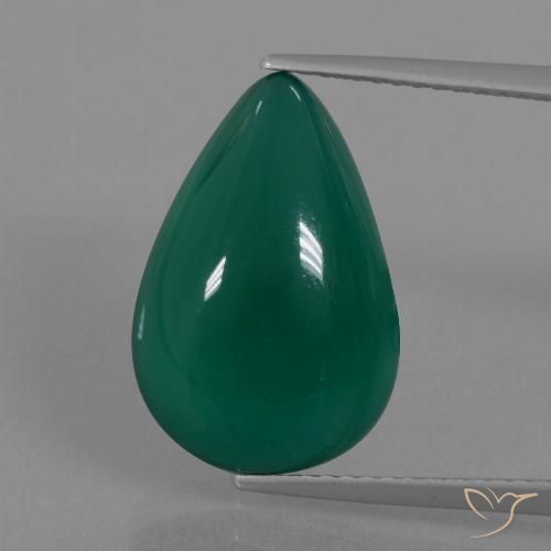 8.47ct طبيعي أخضر داكن متوسط عقيق, شكل الكمثرى, نصف شفاف