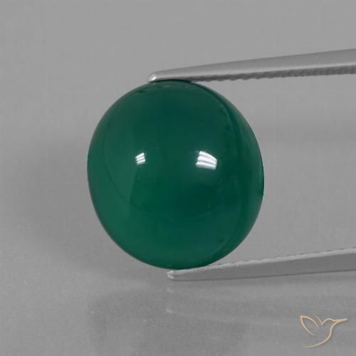 7.87ct طبيعي أخضر داكن متوسط عقيق, بيضوي, نصف شفاف