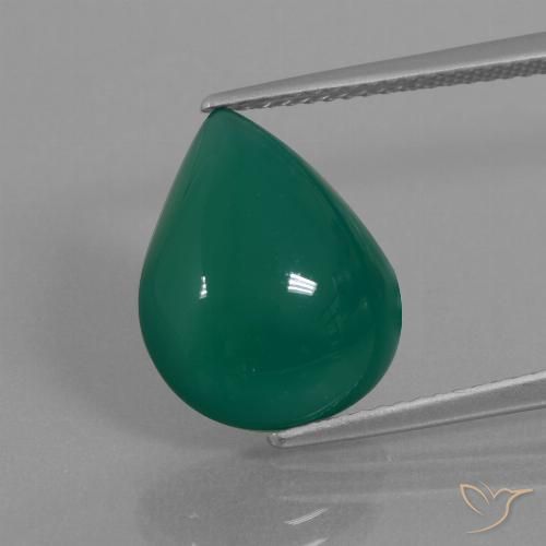 6.66ct طبيعي أخضر داكن متوسط عقيق, شكل الكمثرى, نصف شفاف