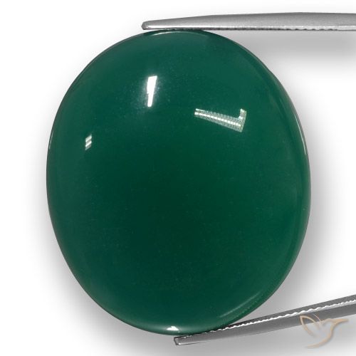 58.42ct طبيعي أخضر داكن متوسط عقيق, بيضوي, نصف شفاف