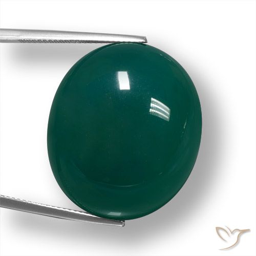 50.18ct طبيعي الأخضر الغامق عقيق, بيضوي, نصف شفاف