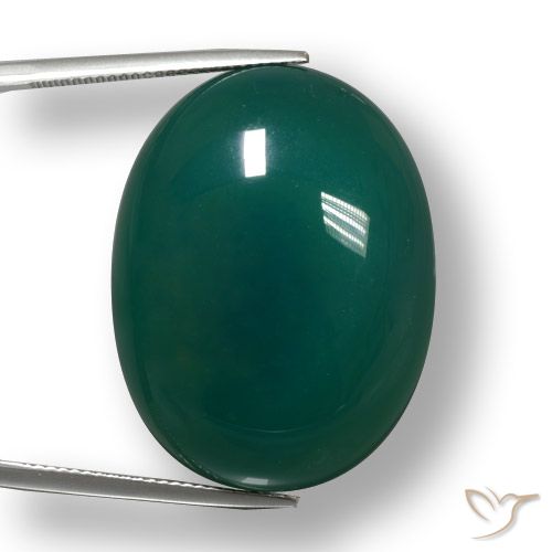 52.23ct طبيعي الأخضر الغامق عقيق, بيضوي, نصف شفاف