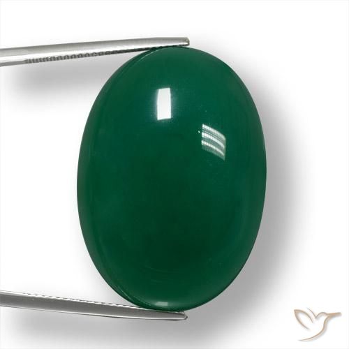 55.68ct طبيعي أخضر متوسط عقيق, بيضوي, نصف شفاف