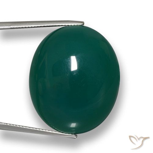 67.56ct طبيعي الأخضر الغامق عقيق, بيضوي, نصف شفاف, Photo A