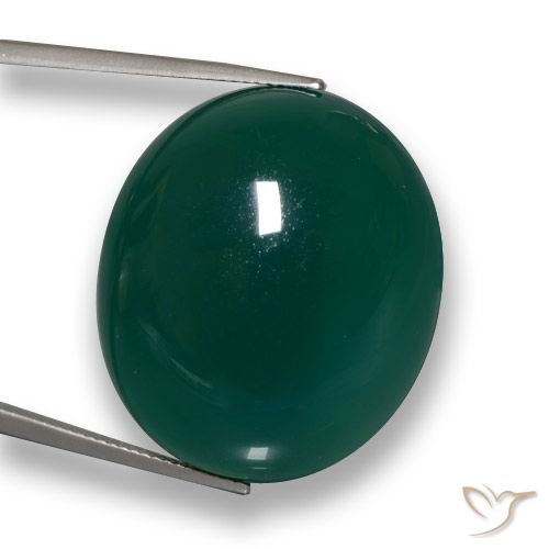 59.91ct طبيعي الأخضر الغامق عقيق, بيضوي, نصف شفاف
