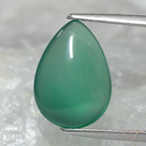 3.00ct طبيعي أخضر رائع عقيق, شكل الكمثرى, نصف شفاف