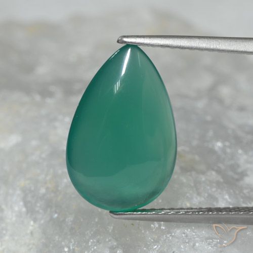 4.40ct طبيعي أخضر رائع عقيق, شكل الكمثرى, نصف شفاف