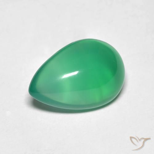 2.77ct طبيعي أخضر دافئ عقيق, شكل الكمثرى, نصف شفاف