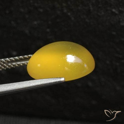 عقيق أصفر عسلى طبيعي، بيضوي، 5.38 قيراط، نصف شفاف