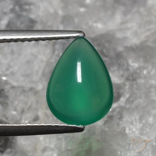 2.40ct طبيعي أخضر الغابات عقيق, شكل الكمثرى, نصف شفاف
