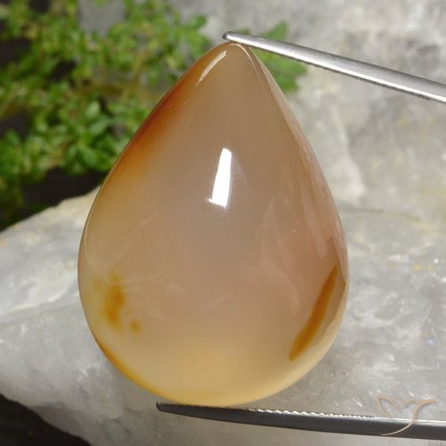 عقيق طبيعي بلون متعدد الألوان، وزن ‎87.30‎ قيراط، شكل شكل الكمثرى، مقاس ‎34x25.4‎ مم