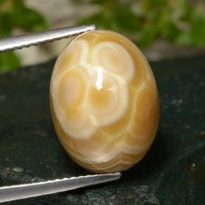 عقيق متعدد الألوان طبيعي، قصة بيضاوى، 14.86 قيراط، غير شفاف