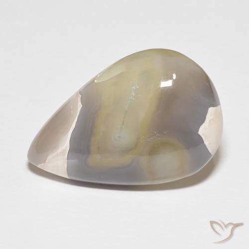 26.97ct طبيعي أبيض متعدد الألوان عقيق, شكل الكمثرى, غير شفاف