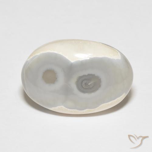 18.84ct طبيعي أبيض متعدد الألوان عقيق, بيضوي, غير شفاف