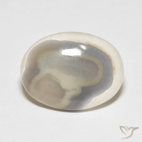 13.26ct طبيعي أبيض متعدد الألوان عقيق, بيضوي, غير شفاف