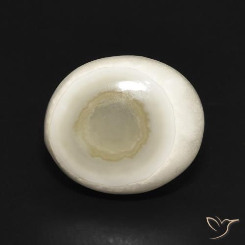 6.02ct طبيعي أبيض متعدد الألوان عقيق, بيضوي, غير شفاف