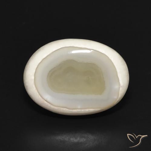8.72ct طبيعي أبيض متعدد الألوان عقيق, بيضوي, غير شفاف