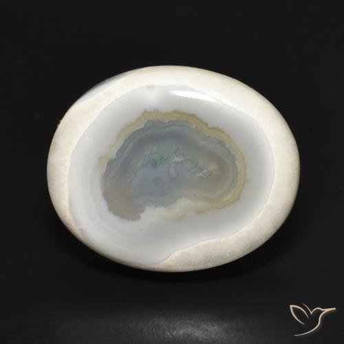 20.05ct طبيعي أبيض متعدد الألوان عقيق, بيضوي, غير شفاف