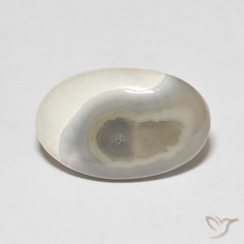 11.57ct طبيعي White Cream عقيق, بيضوي, غير شفاف