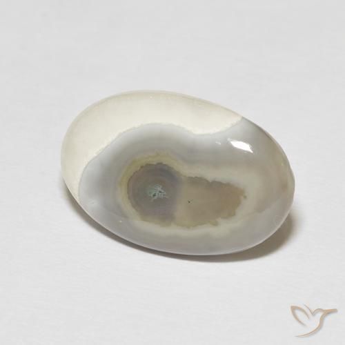 عقيق White Cream طبيعي، بيضوي، 11.57 قيراط، غير شفاف