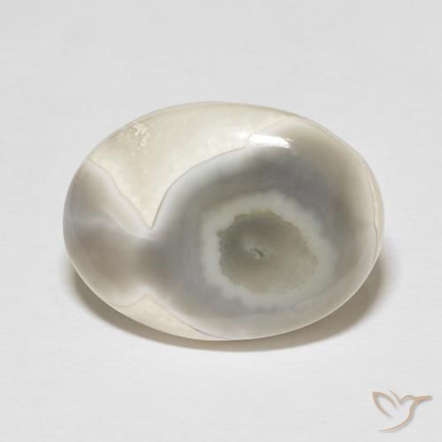 14.26ct طبيعي أبيض داكن عقيق, بيضوي, غير شفاف