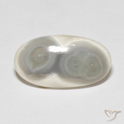 16.39ct طبيعي أبيض كريمى عقيق, بيضوي, غير شفاف