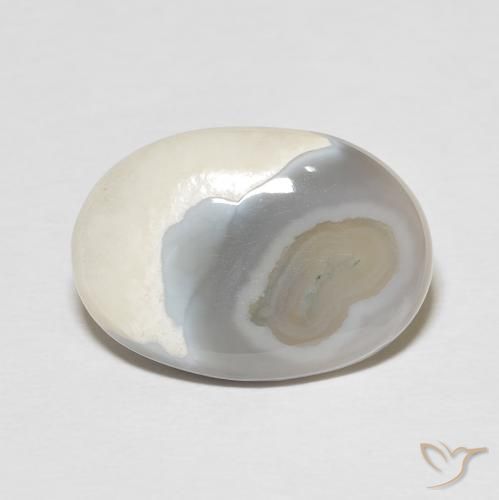 8.92ct طبيعي أبيض متعدد الألوان عقيق, بيضوي, غير شفاف