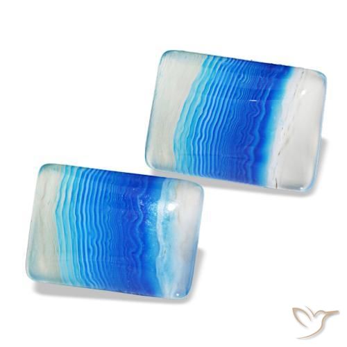 أحجار عقيق أزرق متعدد الألوان طبيعية، باجيت، شفاف، وزنها 16.94 قيراط