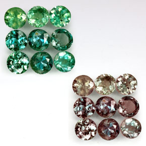 أحجار الكسندريت أخضر/أحمر طبيعية، قصة دائرى، قليلا جدا، وزنها  قيراط