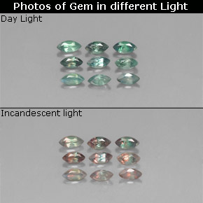 ألكسندريت طبيعي بلون أخضر/أحمر، وزن ‎‎ قيراط، شكل ماركيز، مقاس ‎3.9x2‎ مم