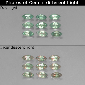 ألكسندريت طبيعي بلون أخضر/أحمر، وزن ‎‎ قيراط، شكل ماركيز، مقاس ‎3.9x2‎ مم