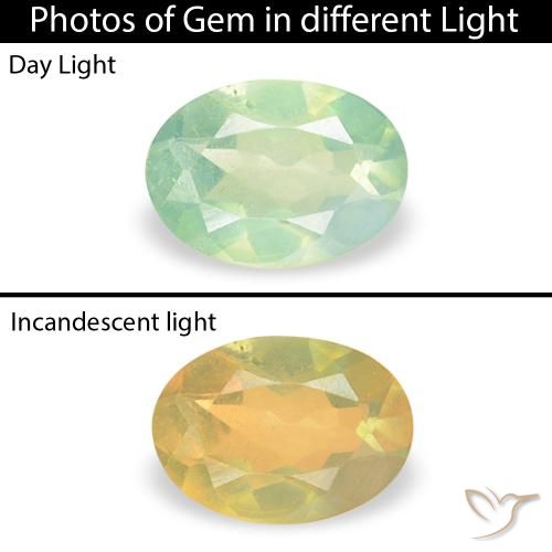 0.18ct طبيعي أخضر أصفر فاتح الكسندريت, بيضوي, VVS-VS