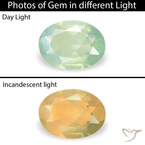 0.12ct طبيعي أخضر أصفر فاتح الكسندريت, بيضوي, VVS-VS