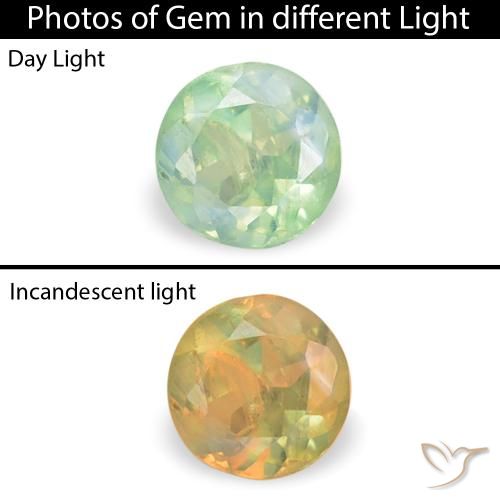 0.11ct طبيعي اخضر فاتح الكسندريت, دائري, VS-SI