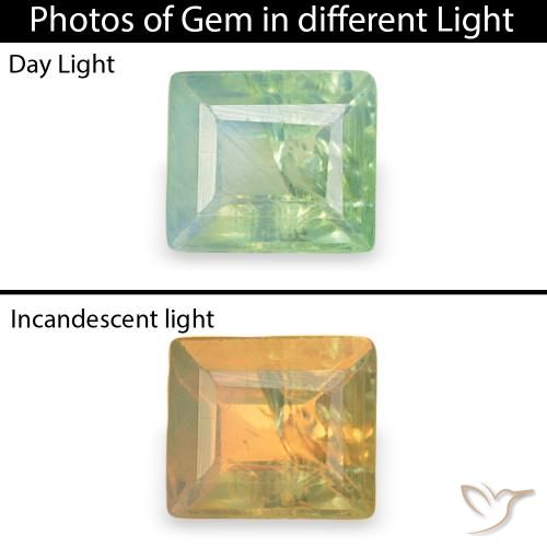 0.15ct طبيعي أخضر أصفر فاتح جدا الكسندريت, باجيت, SI