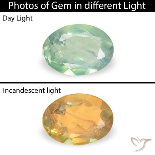 0.07ct طبيعي أخضر أصفر فاتح جدا الكسندريت, بيضوي, VS-SI