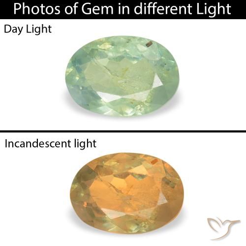 0.49ct طبيعي أخضر فاتح جدا الكسندريت, بيضوي, SI