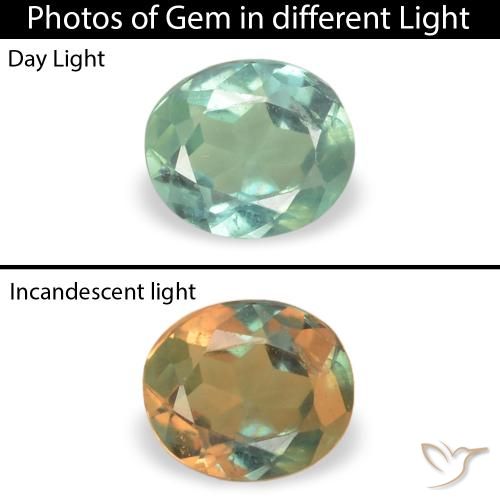 0.15ct طبيعي أخضر البحر فاتح الكسندريت, بيضوي, قليلا جدا