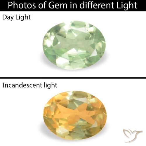 0.17ct طبيعي أخضر أصفر الكسندريت, بيضوي, قليلا جدا, Photo A
