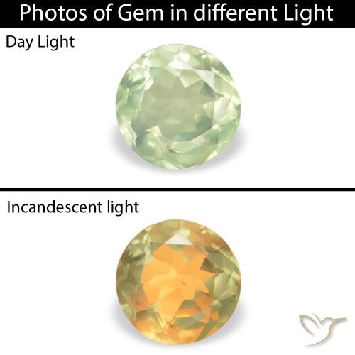 0.28ct طبيعي أخضر أصفر الكسندريت, دائري, قليلا جدا