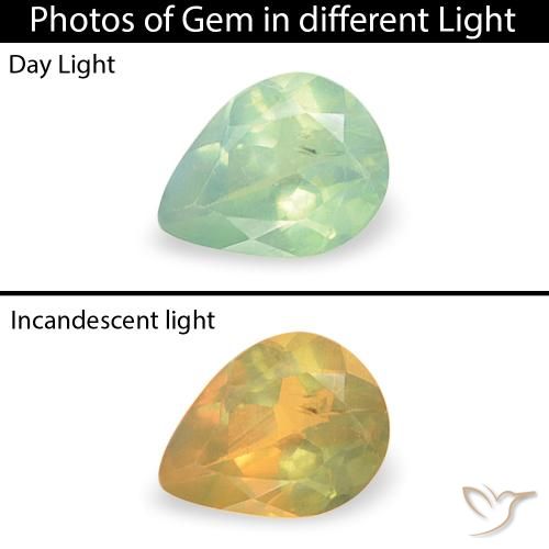 0.09ct طبيعي اخضر فاتح الكسندريت, شكل الكمثرى, قليلا جدا