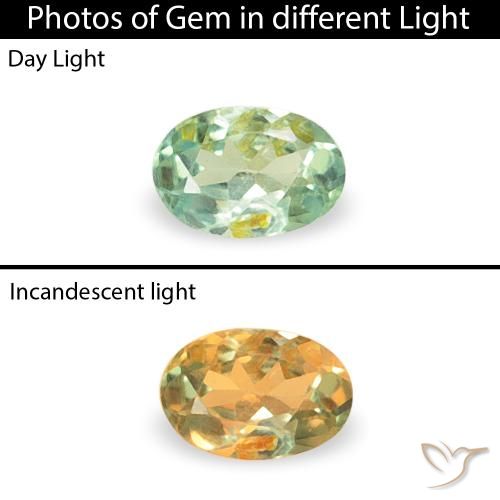 0.05ct طبيعي أخضر أصفر فاتح الكسندريت, بيضوي, قليلا جدا