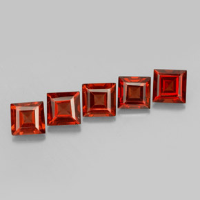 أحجار عقيق الألماندين أحمر برتقالي طبيعية، مربع، VVS-VS، وزنها  قيراط