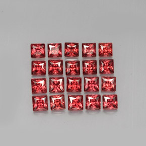 أحجار عقيق الألماندين أحمر طبيعية، مربع، VVS-VS، وزنها  قيراط