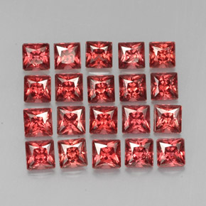 أحجار عقيق الألماندين أحمر طبيعية، مربع، VVS-VS، وزنها  قيراط