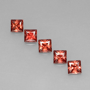 أحجار عقيق الألماندين أحمر طبيعية، مربع، VVS، وزنها  قيراط
