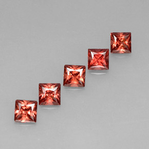 أحجار عقيق الألماندين أحمر طبيعية، مربع، VVS، وزنها  قيراط